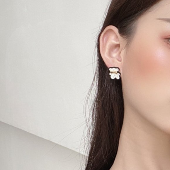 💙💕💕Last one⚡️Cute Plaid Bears Stud Earrings - Picture 12 of 15